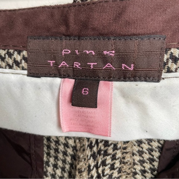 Pink Tartan Vintage Houndstooth Cropped  Wool TrousersBrown & Cream Size 6 - Picture 6 of 8
